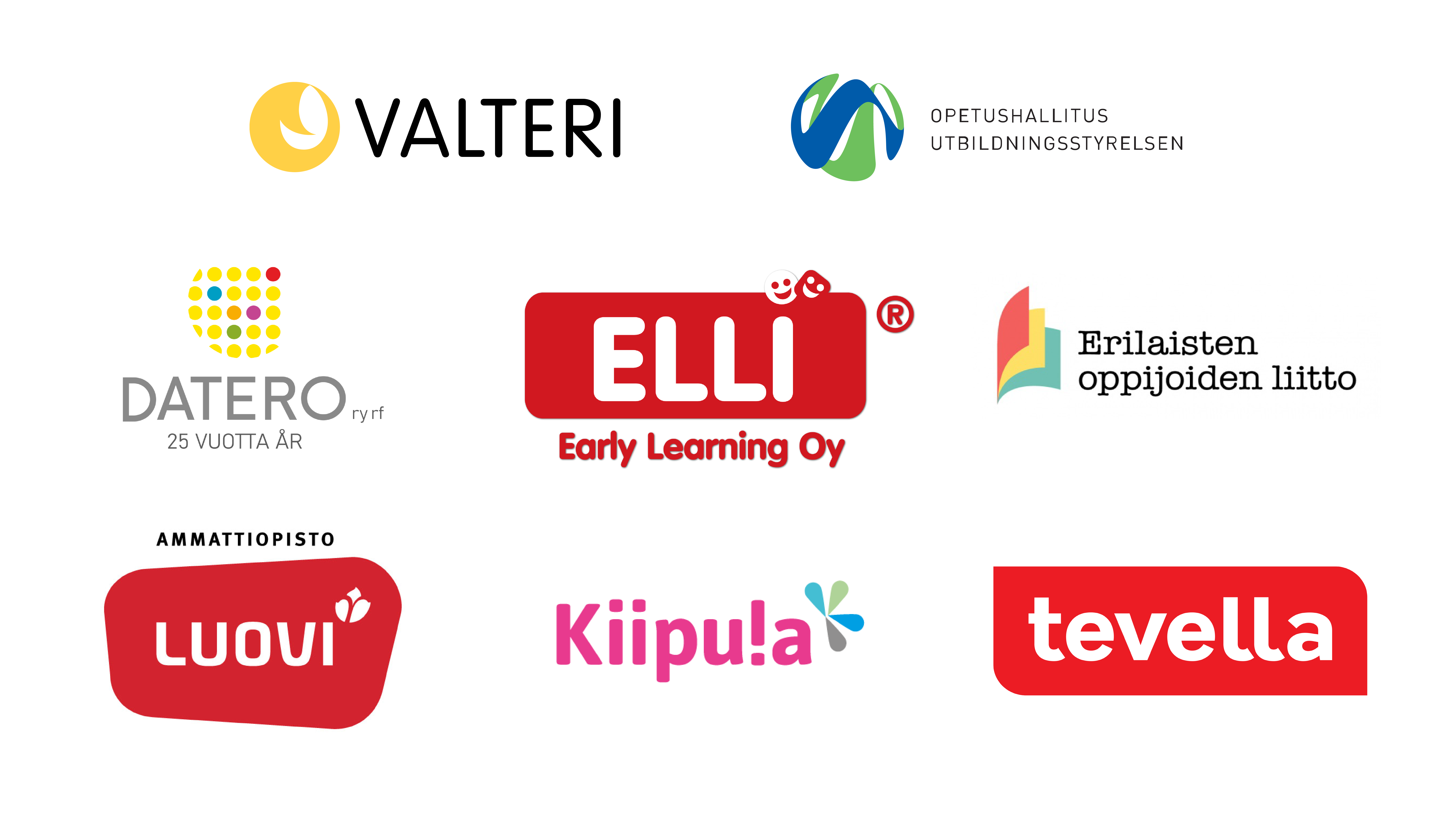 OTF-tapahtuman näytteilleasettajien logot.